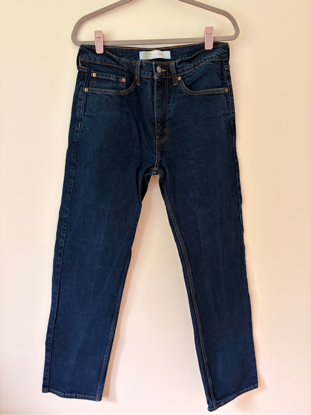 Signature by Levi Strauss Dark Blue Slim Straight Jeans